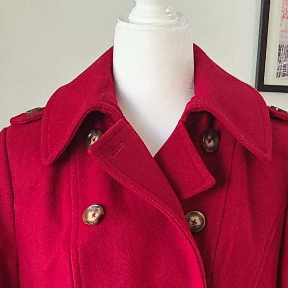 NWT'S- MICHAEL- MICHAEL KORS -Beautiful Womens Red Wool Blend Peacoat-Size Small - Picture 3 of 9